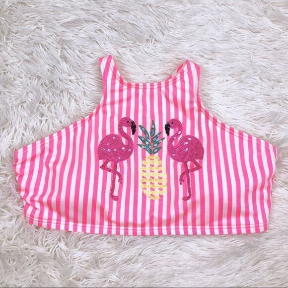 Coco Rave Pink Flamingo Bikini Top XL 38C - Picture 3 of 5